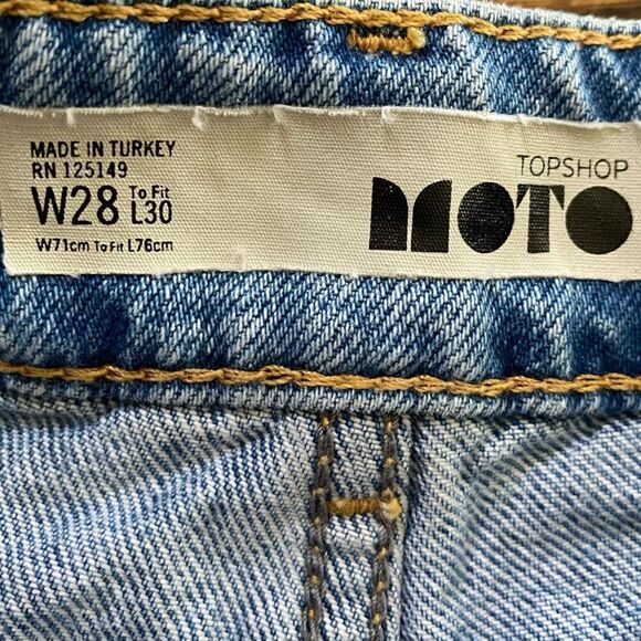 TopShop Moto Wide Leg Raw Hem Crop Jeans 28 Light Wash - Picture 4 of 6